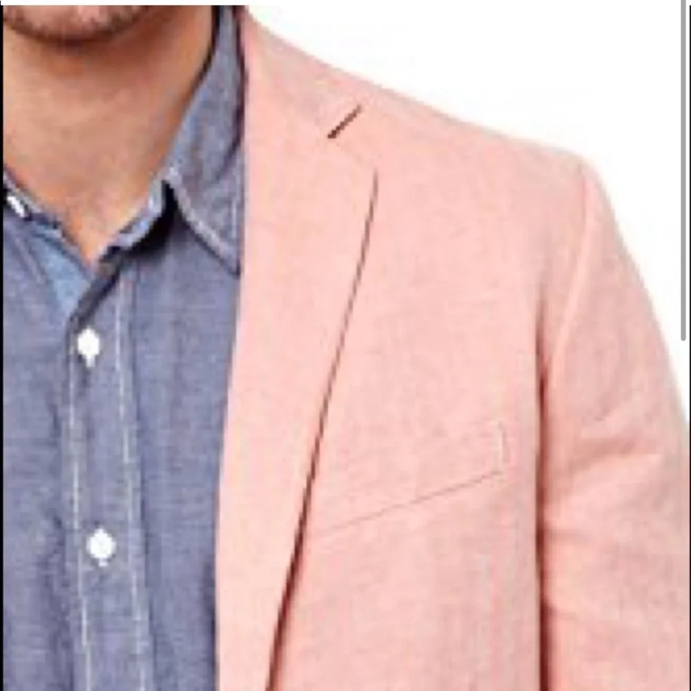 Nautical Linen Derby Sports Coat Blazer Coral Country Club Preppy Resort Medium - Picture 2 of 10